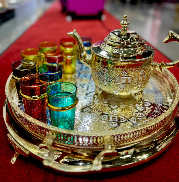 Théière marocaine luxueuse doré