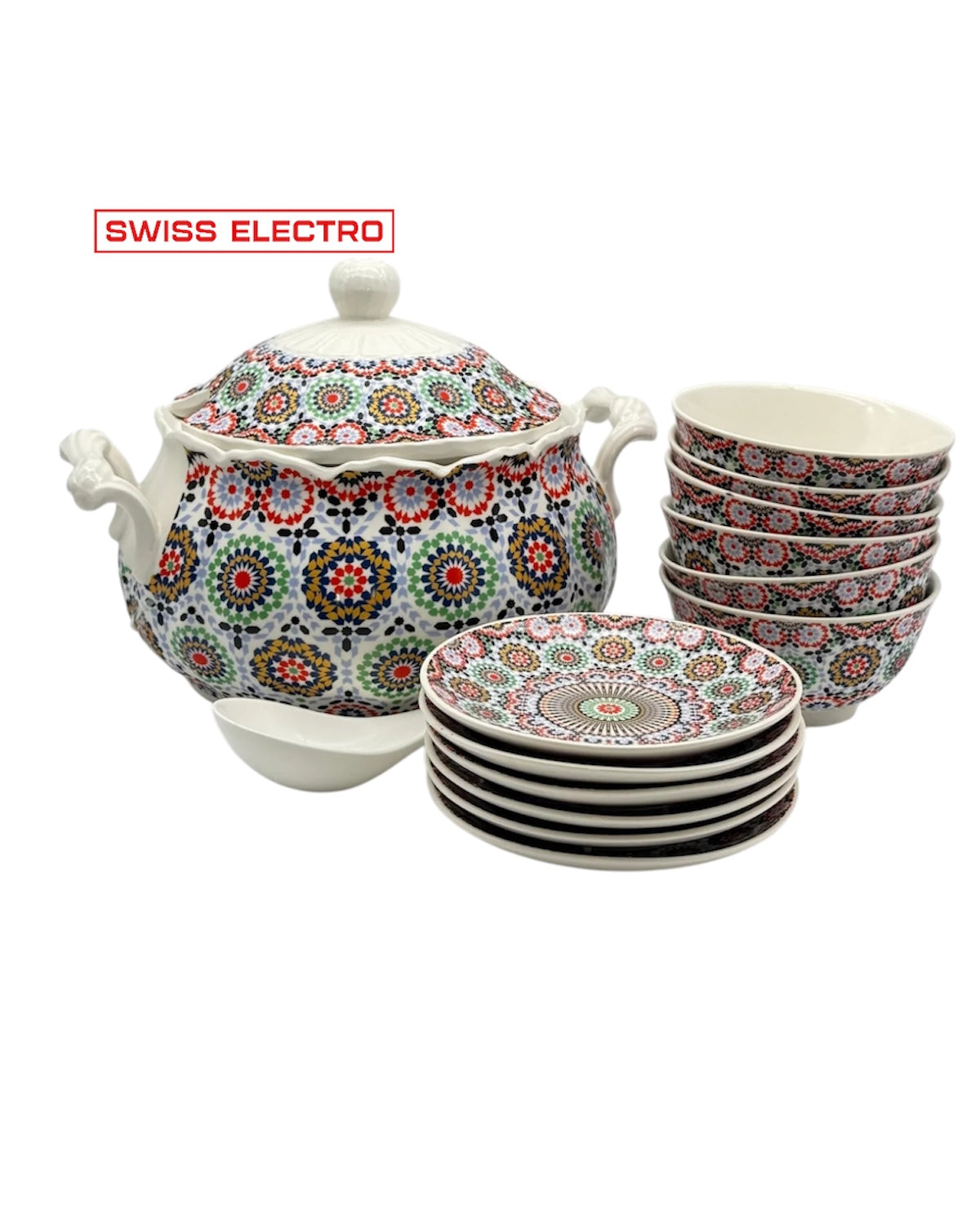 Soupière en porcelaine zelija/ Mosaïque Taghazout