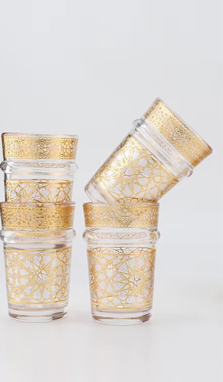 Ensemble 12 verres a thé Marocain zelija doré