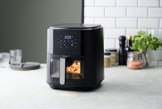 Airfryer XXL - 6.5 Liter Heteluchtfriteuse XL - 1700W - Digitaal Airfryers Met Kijkvenster - 8 Voorgeprogrammeerde Programma's - Zwart / RVS