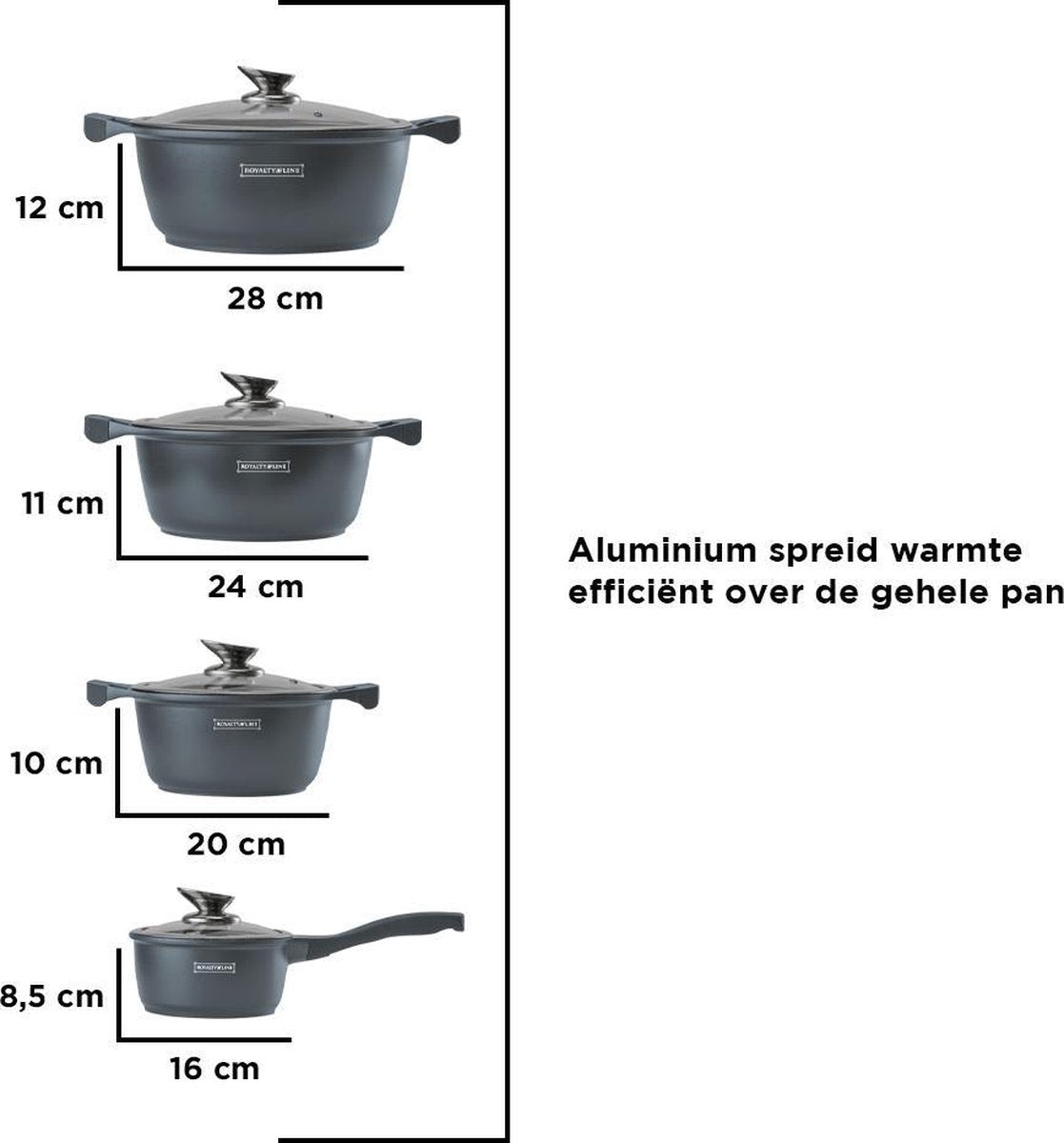 Marble cookware set 10 pcs gray / saucepan