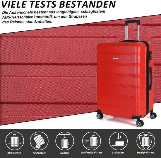 Set de valises de voyage  - 3 pièces - S/ M / L - Ensemble de valises de Luxe - 360° Spinners - Valise de voyage à Roues - Valises de voyage - Bagage à main - 36/67/98 litres - rouge