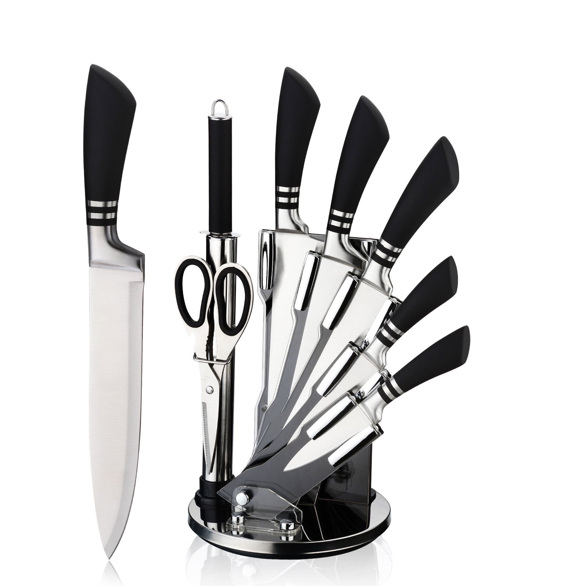 Ensemble de 8 couteaux en acier inoxydable Noir