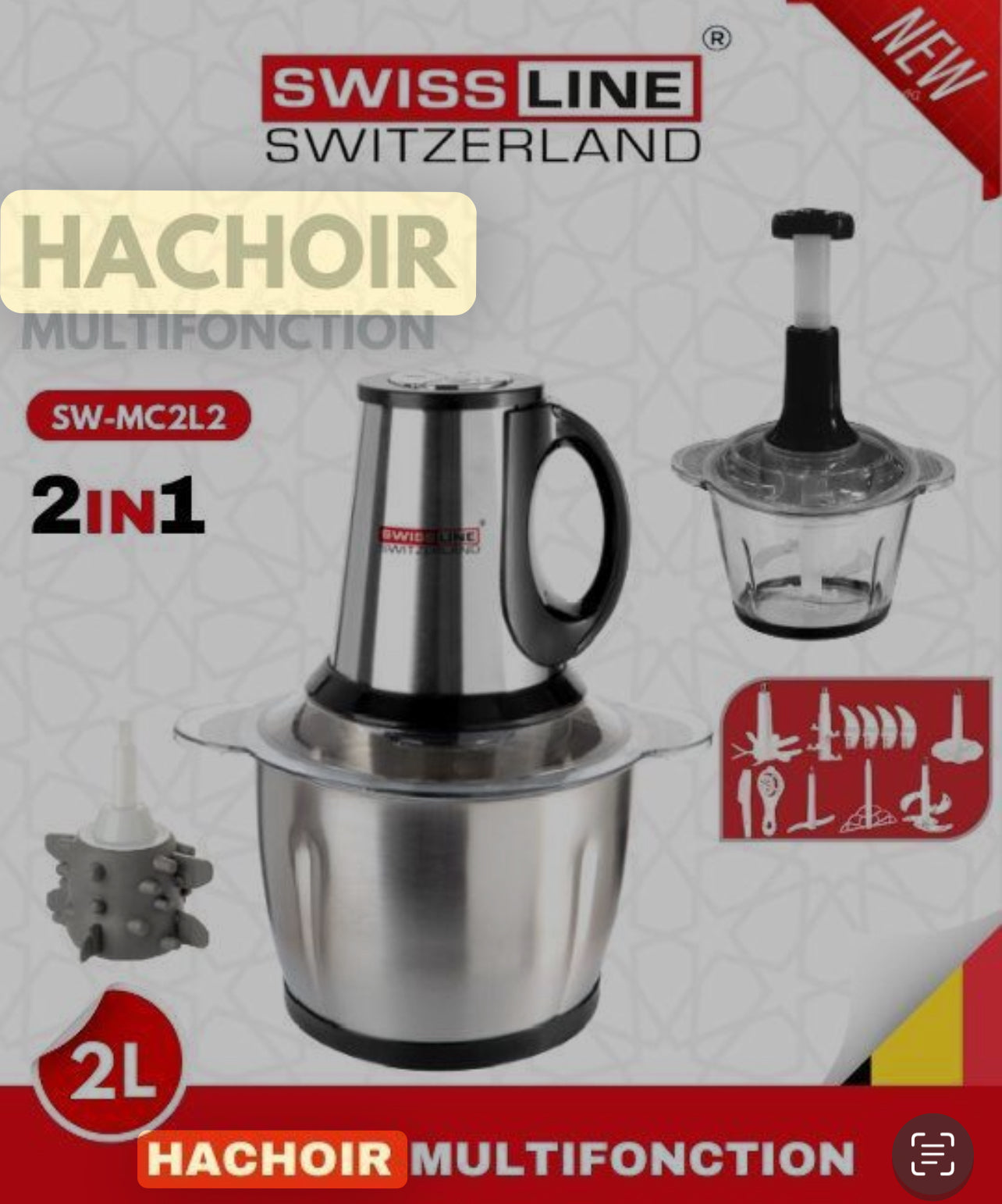 HACHOIR ÉLECTRIQUE MULTIFONCTION – 2 EN 1
