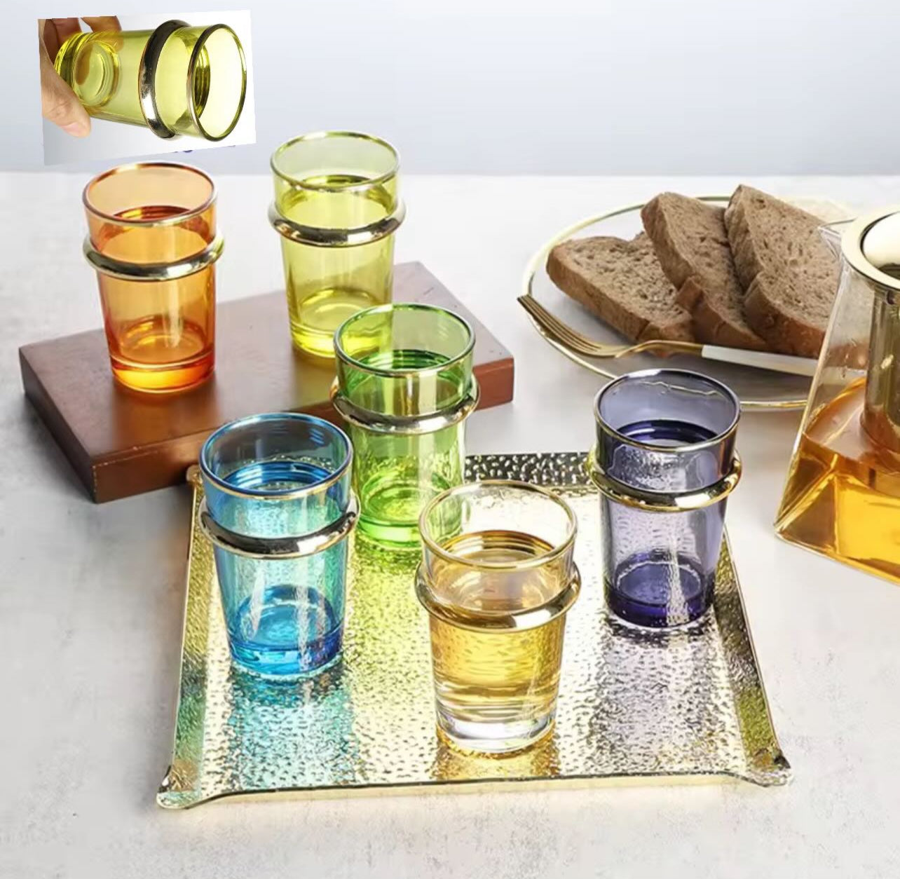 Ensemble de 12 pcs Verres à thé mix couleur / glass Maroc