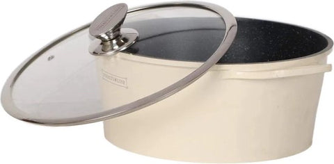 15-Piece Marble Coated Cookware Set - Cream
