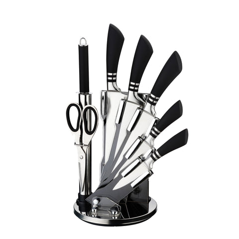 Set of 8 black stainless steel knives