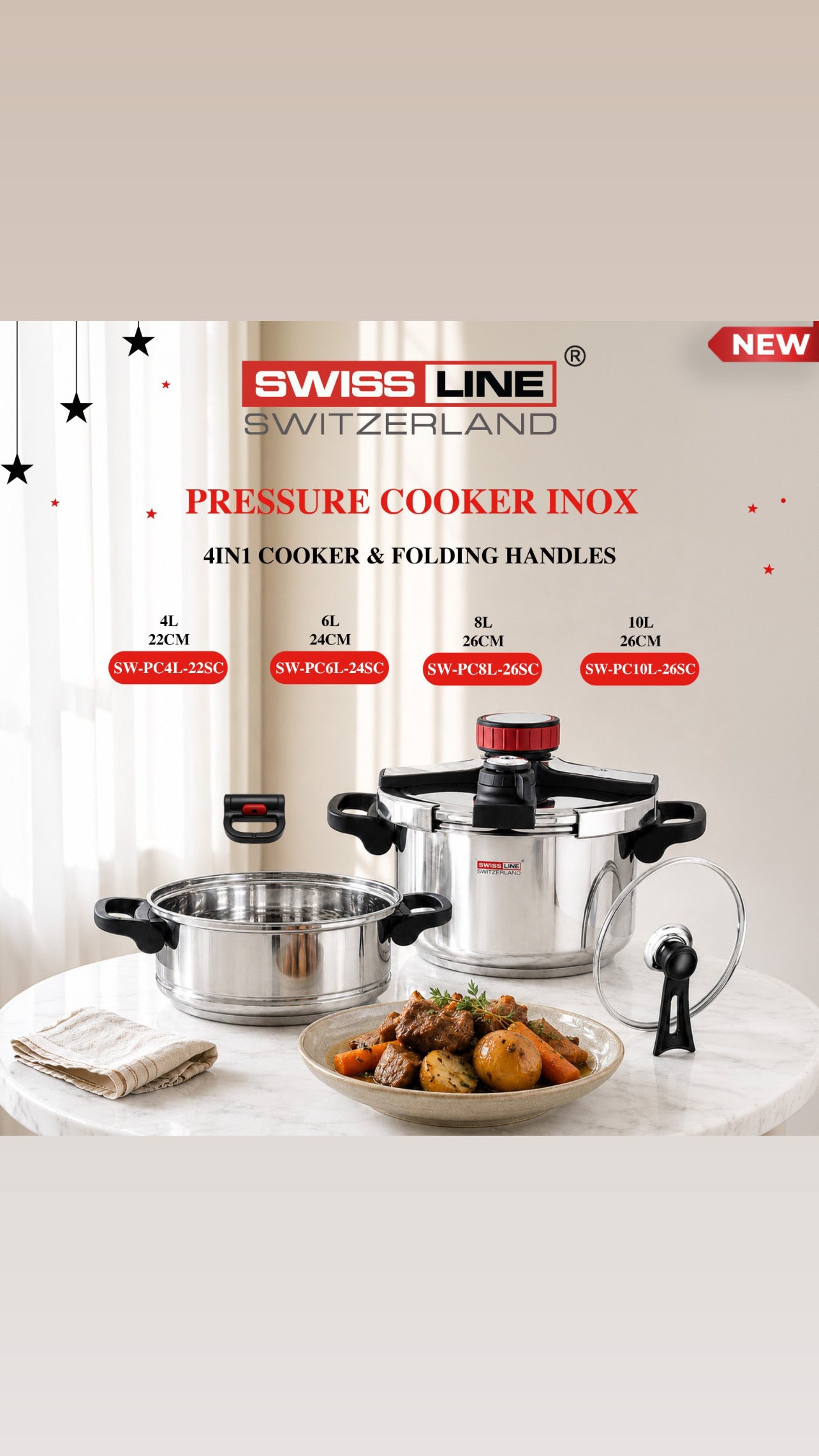 Autocuiseur Cocotte Minute Inox Clipso 4 en 1 – Couscousière 4L à 10L – Tous feux