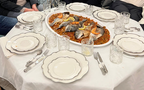 24pcs plate set/24pcs assiettes/blanc avec bordure gris /dinners sets/ Silver /white