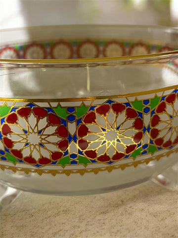 Service à Punch / Soupière / Saladier en Verre Zelija – 7 Pièces Doré