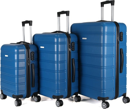 Set de valises de voyage  - 3 pièces - S/ M / L - Ensemble de valises de Luxe - 360° Spinners - Valise de voyage à Roues - Valises de voyage - Bagage à main - 36/67/98 litres - blue