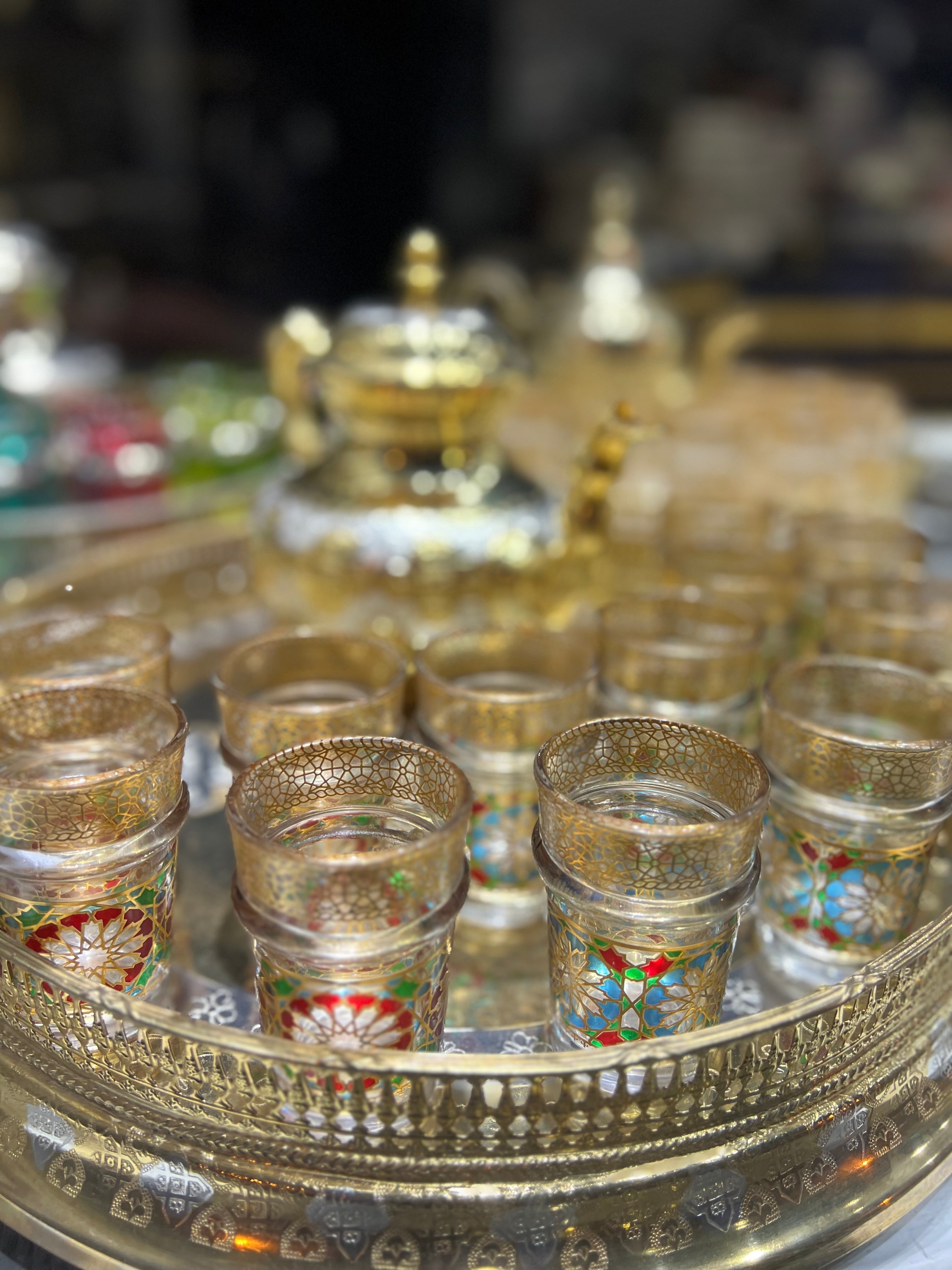 Ensemble 12 verres à  thé Marocain zelija couleur