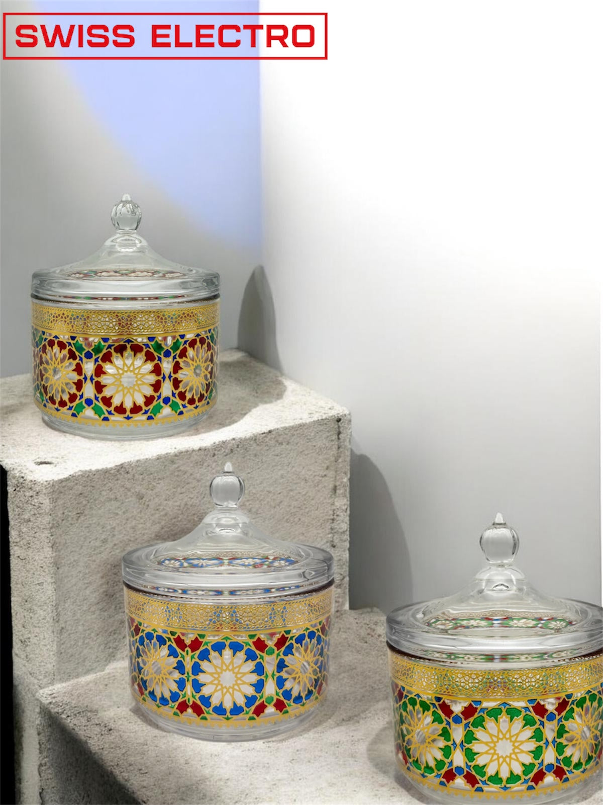 Cloche De Présentation en Verre /Cloche Bougeoir /Pot Cloche / couleurs/ Bonbonnière /Bonbonnière  mosaïque / Zellige / zelija/ zalija