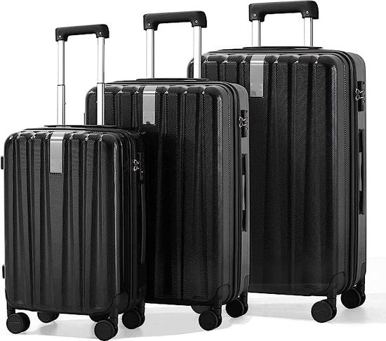 Set de valises de voyage  - 3 pièces - S/ M / L - Ensemble de valises de Luxe - 360° Spinners - Valise de voyage à Roues - Valises de voyage - Bagage à main - 36/67/98 litres - Zwart/ noir