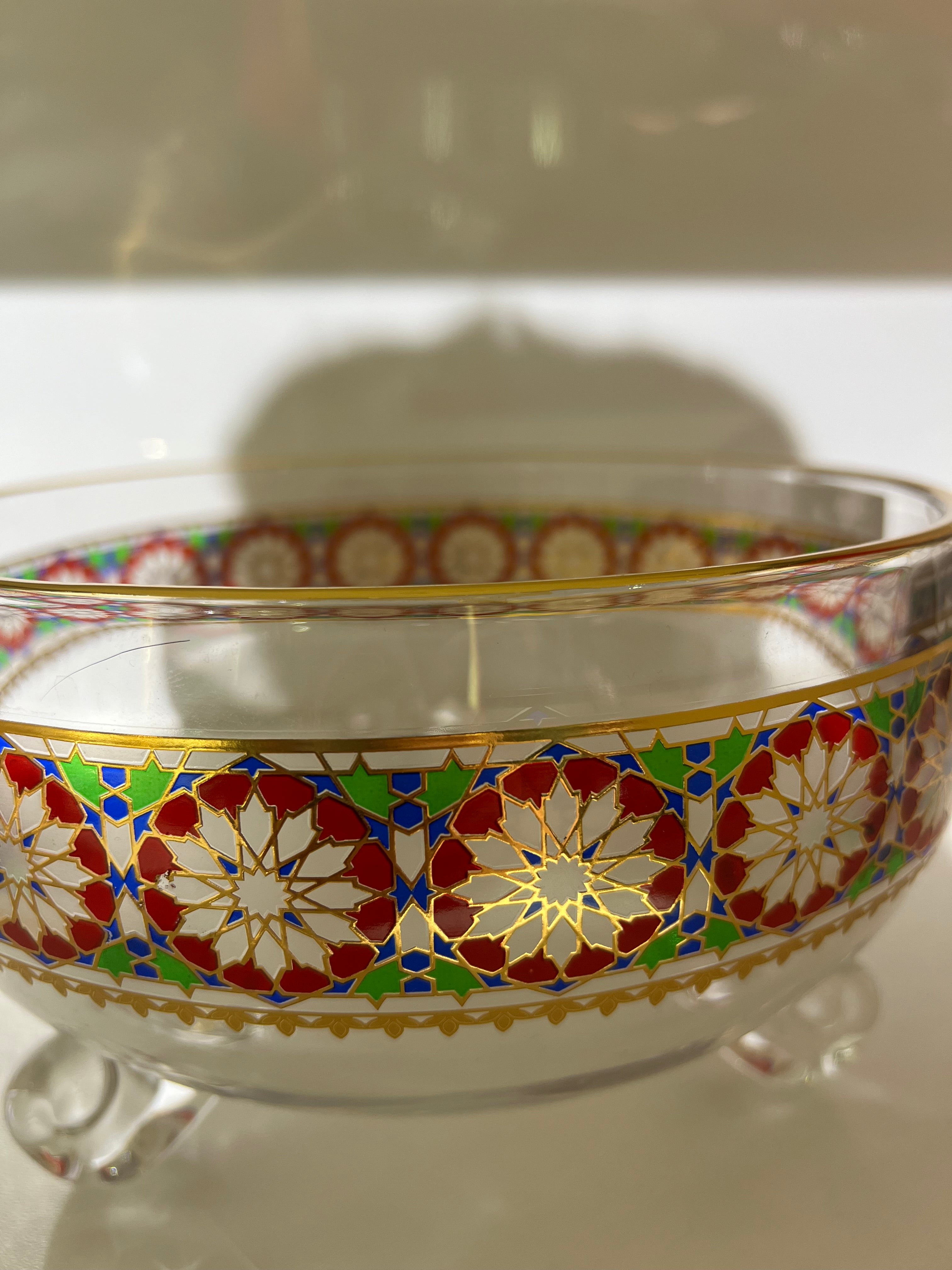 Service à Punch / Soupière / Saladier en Verre Zelija – 7 Pièces Doré