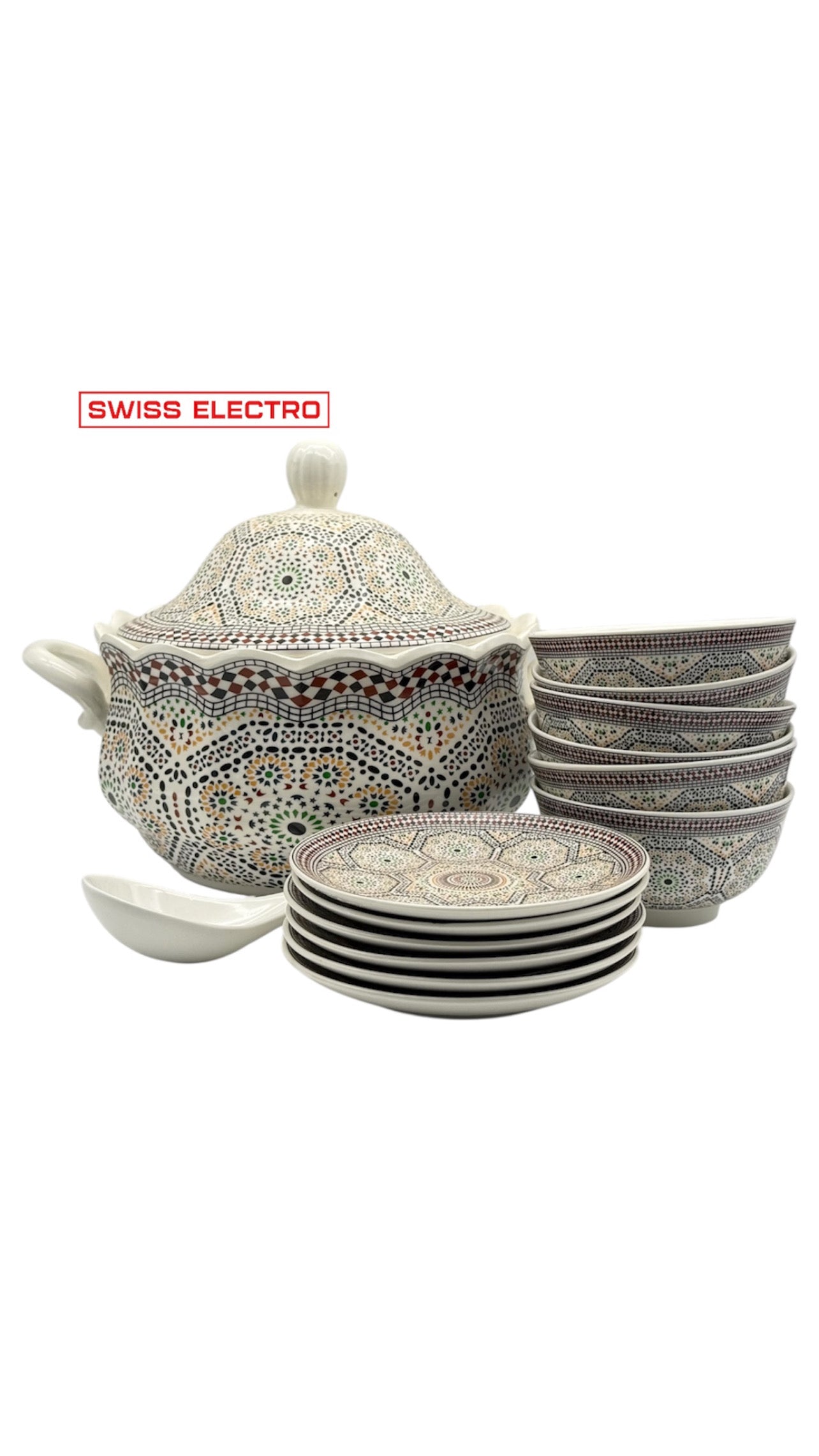 Soupière en porcelaine zelija Mosaïque fasia