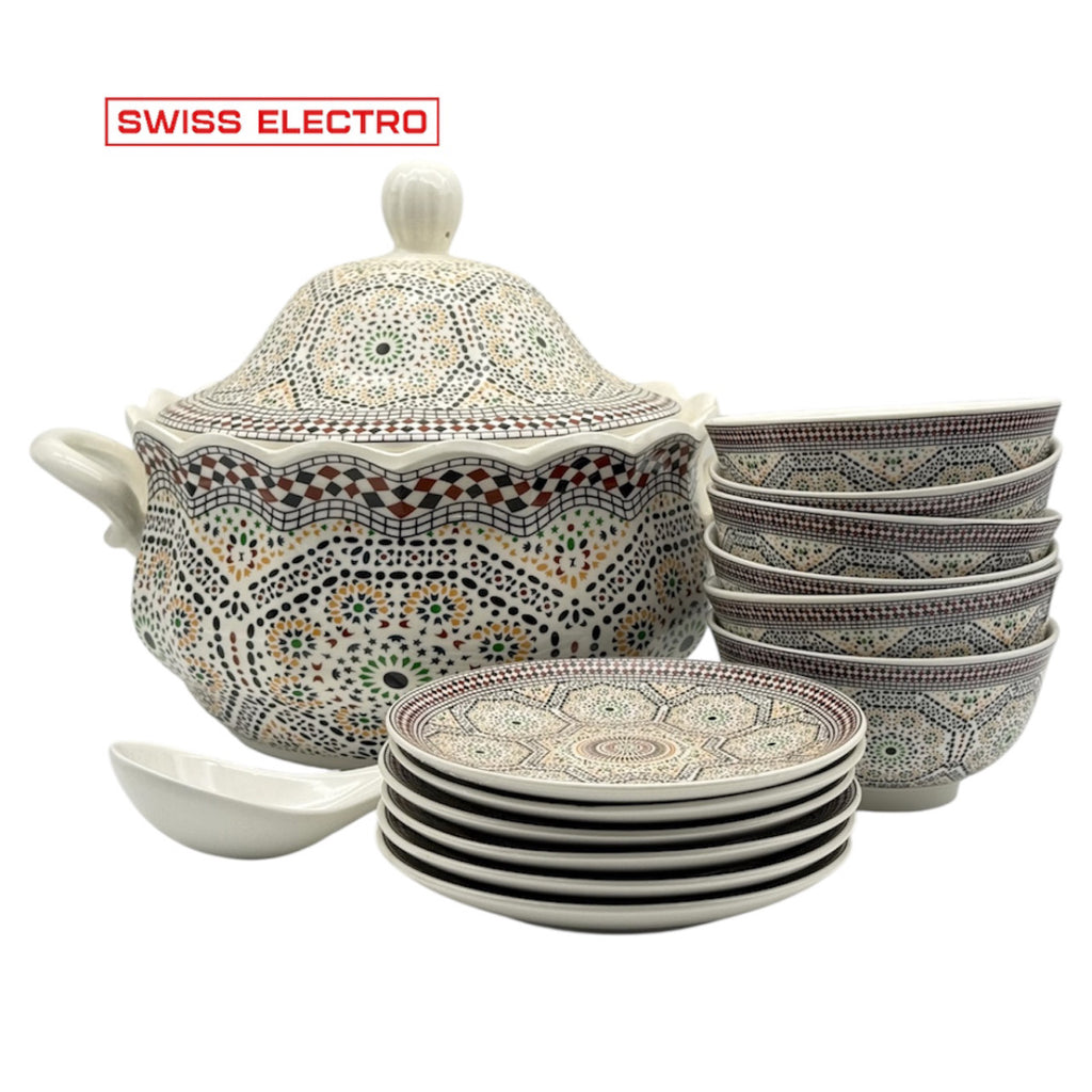 Soupière en porcelaine zelija Mosaïque fasia