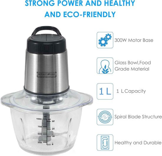 🔪 Hachoir Multifonctionnel Électrique – 300 W – Bol 1,2 L glass / bols en verre