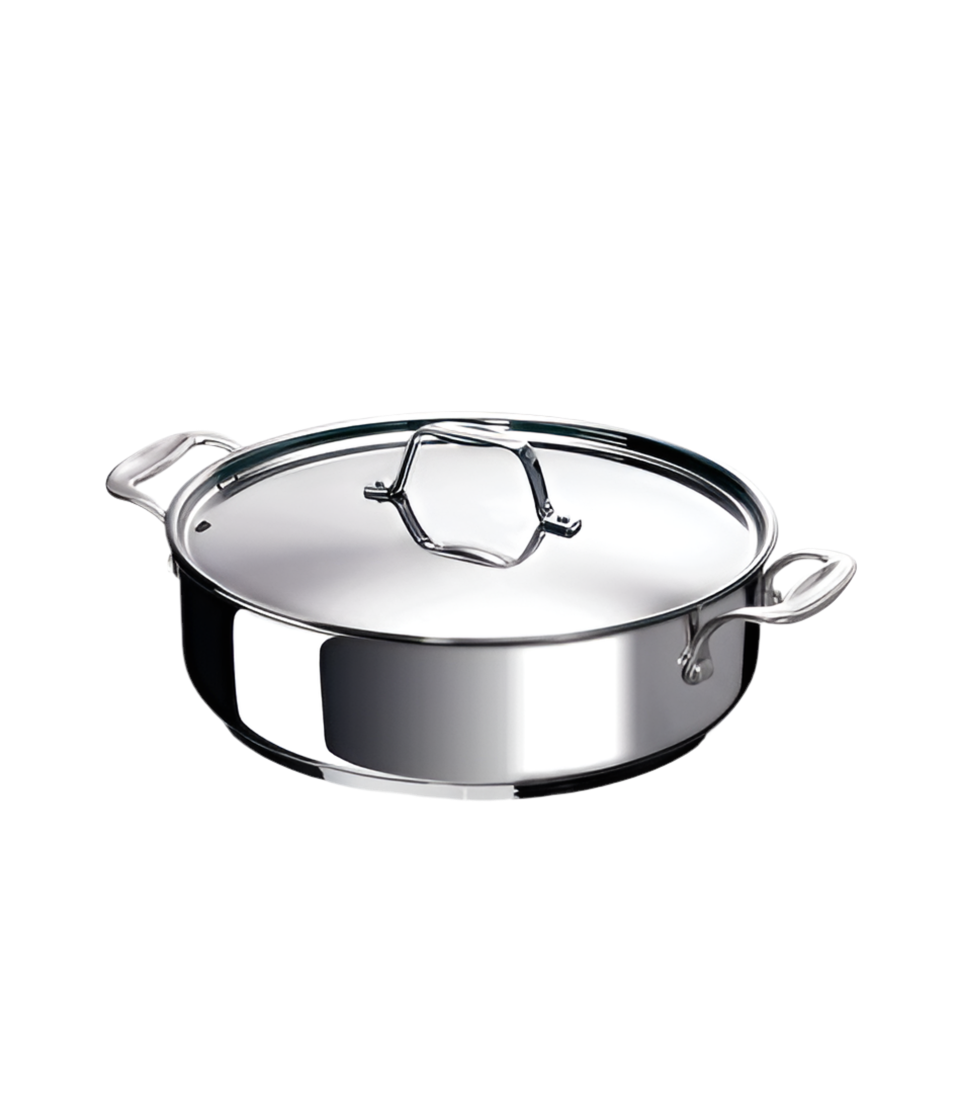 Casserole professionnelle inox , BASSE, Diamètre 32CM H 16cm, avec couvercle - 9 L