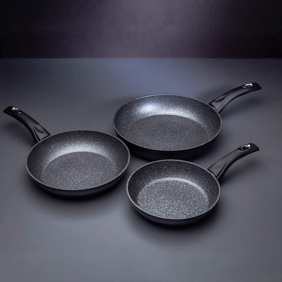 FM3F: Set de 3 Pieces à frire en aluminium Forged avec revêtement en marbre/ poêle 3 pcs