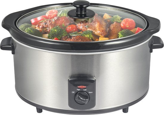 Mijoteuse Royalty Line® SLC1012 - 3,5 Litres - Avec casserole intérieure amovible en céramique - Sans PFAS - 240W - Fonction maintien au chaud - Acier inoxydable