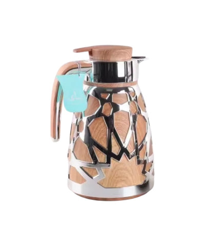 thermos de luxe style arabe avec coquille creuse 1000ml rose glass / silver/ gris/ bois