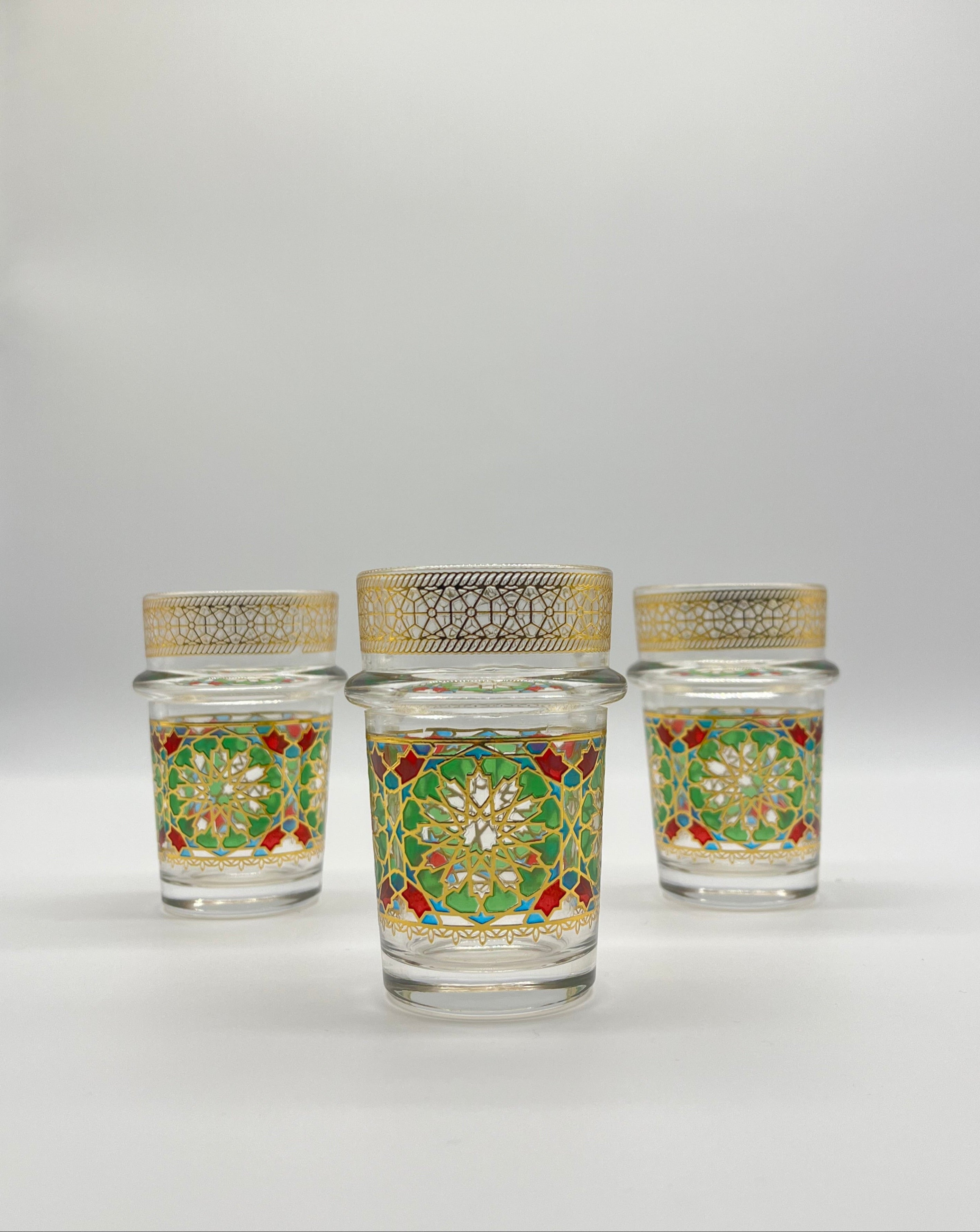 Ensemble 12 verres à  thé Marocain zelija couleur / mosaïque