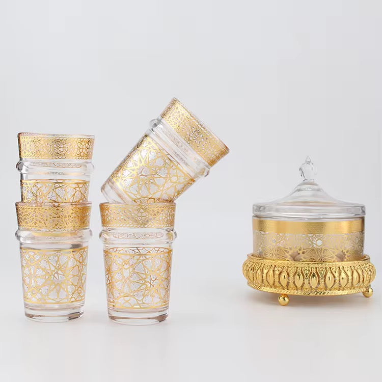 Verres à thé zelija doré/ tea Glass Maroc