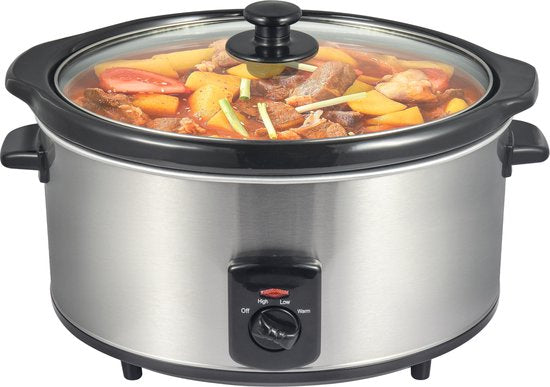 Mijoteuse Royalty Line® SLC1012 - 3,5 Litres - Avec casserole intérieure amovible en céramique - Sans PFAS - 240W - Fonction maintien au chaud - Acier inoxydable