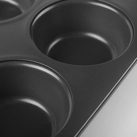 Moules à Cupcakes Royalty Line® MFN6 - Moule à pâtisserie avec 6 moules à cupcakes - Moules à muffins avec revêtement antiadhésif - Avec poignée en Siliconen - Noir