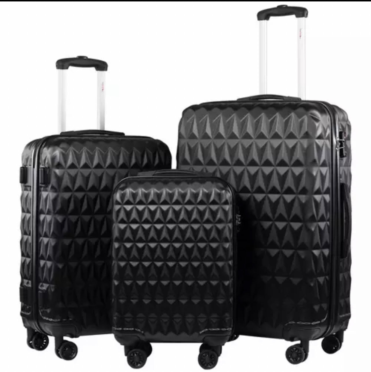 Set de valises de voyage  - 3 pièces - S/ M / L - Ensemble de valises de Luxe - 360° Spinners - Valise de voyage à Roues - Valises de voyage - Bagage à main - 36/67/98 litres - Zwart/ noir