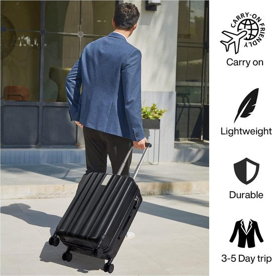 Set de valises de voyage  - 3 pièces - S/ M / L - Ensemble de valises de Luxe - 360° Spinners - Valise de voyage à Roues - Valises de voyage - Bagage à main - 36/67/98 litres - Zwart/ noir