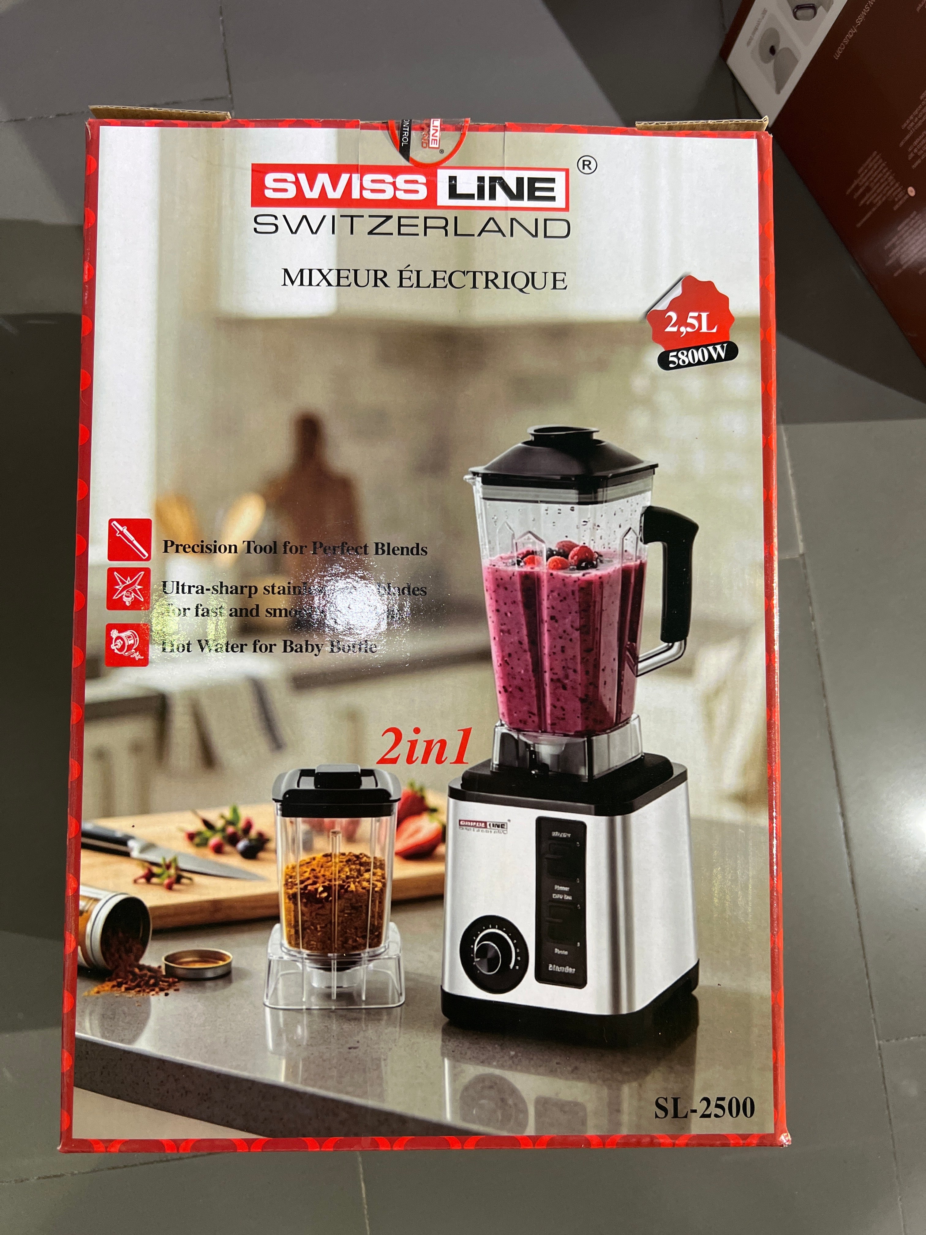 Mixeur Électrique Swiss Line SL-2500 2in1 - 2,5L - 5800W