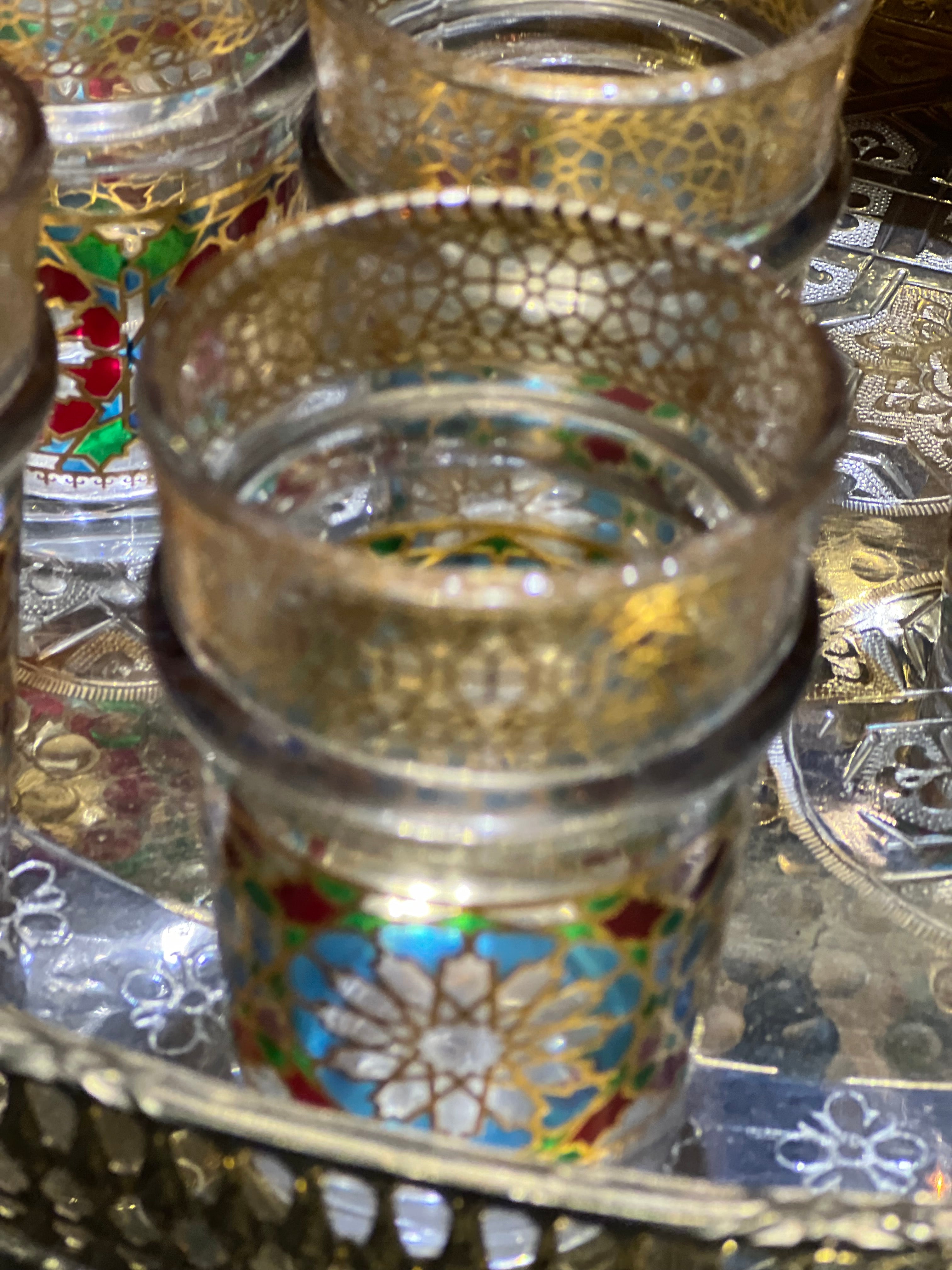 Ensemble 12 verres à  thé Marocain zelija couleur