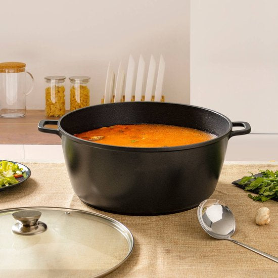 Faitout / casserole /Marmite/Braadpan Inductie - Ø 44 cm / 22 Liter Soeppan Inductie XL - Groot Kookpan - Oven Bestendig - Antiaanbaklaag - Zwart