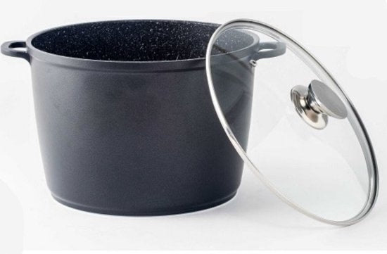Royalty Line RL-AD24M, 24 cm / 28 cm deep saucepan with marble coating with glass lid