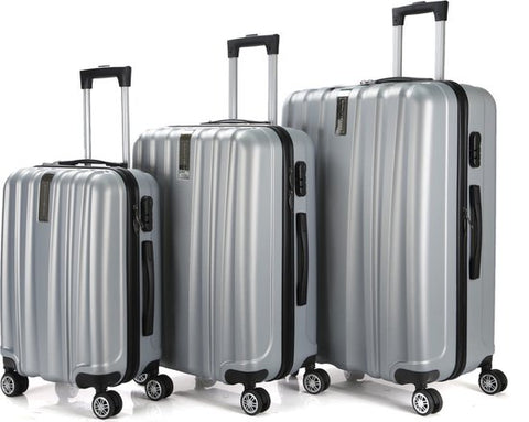Set de valises de voyage  - 3 pièces - S/ M / L - Ensemble de valises de Luxe - 360° Spinners - Valise de voyage à Roues - Valises de voyage - Bagage à main - 36/67/98 litres - gris/ silver