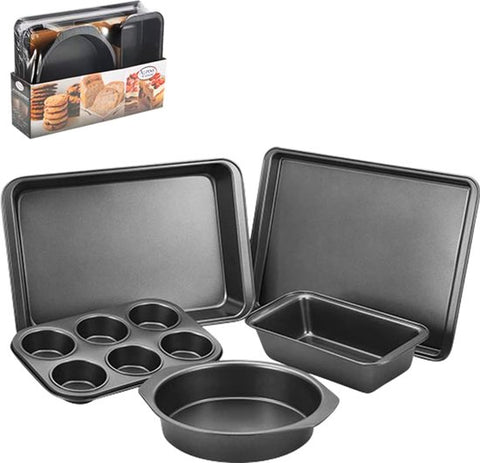 Set de moules de cuisson 5BS - Moules de cuisson 5 pièces - Ensemble de cuisson - Moule à gâteau - Moule à muffins - Moule à gâteau - Plaque de cuisson - Zwart