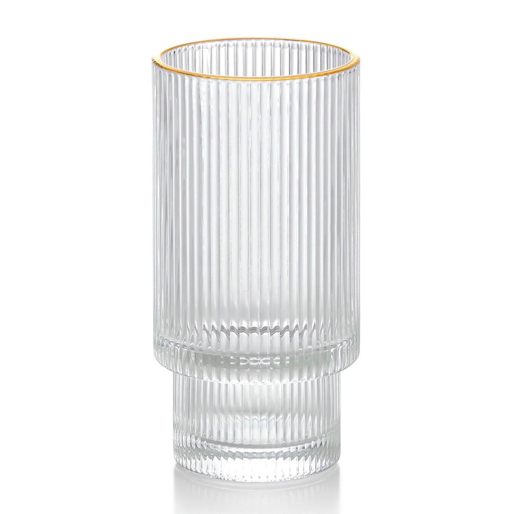 Verre à rayures verticales à bord doré Tasse à eau Creative/ verres à thé 
Vertical stripes design water glass set