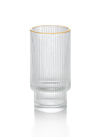 Verre à rayures verticales à bord doré Tasse à eau Creative/ verres à thé 
Vertical stripes design water glass set