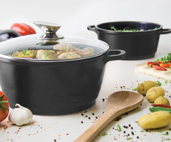 Faitout / casserole /Marmite/Braadpan Inductie - Ø 44 cm / 22 Liter Soeppan Inductie XL - Groot Kookpan - Oven Bestendig - Antiaanbaklaag - Zwart