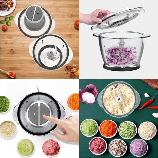 🔪 Hachoir Multifonctionnel Électrique – 300 W – Bol 1,2 L glass / bols en verre