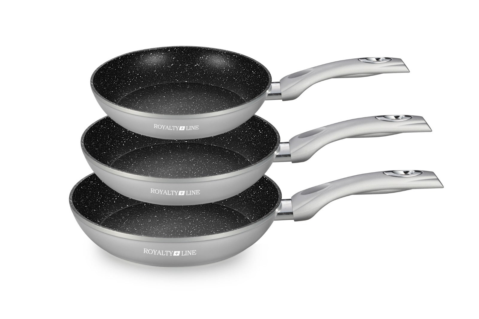 Set de 3 Pieces à frire revêtement en marbre/ poêle 3 pcs rouge