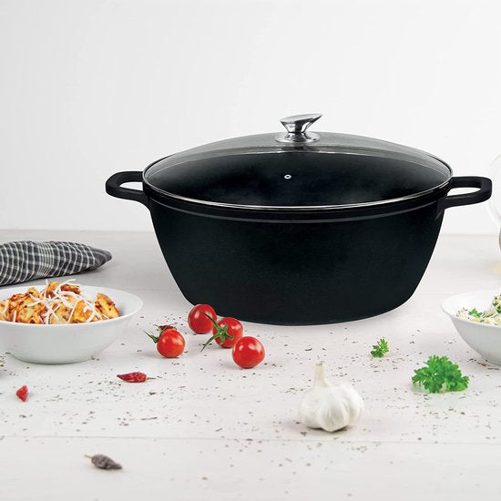 Faitout / casserole /Marmite/Braadpan Inductie - Ø 44 cm / 22 Liter Soeppan Inductie XL - Groot Kookpan - Oven Bestendig - Antiaanbaklaag - Zwart