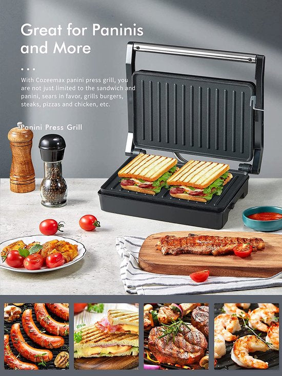 Royalty Line Sandwich Device - Contact Grill - Panini Grill - 1000W - Toaster Grill - 1000W - Sandwich Iron - Grill Device - Zwart
