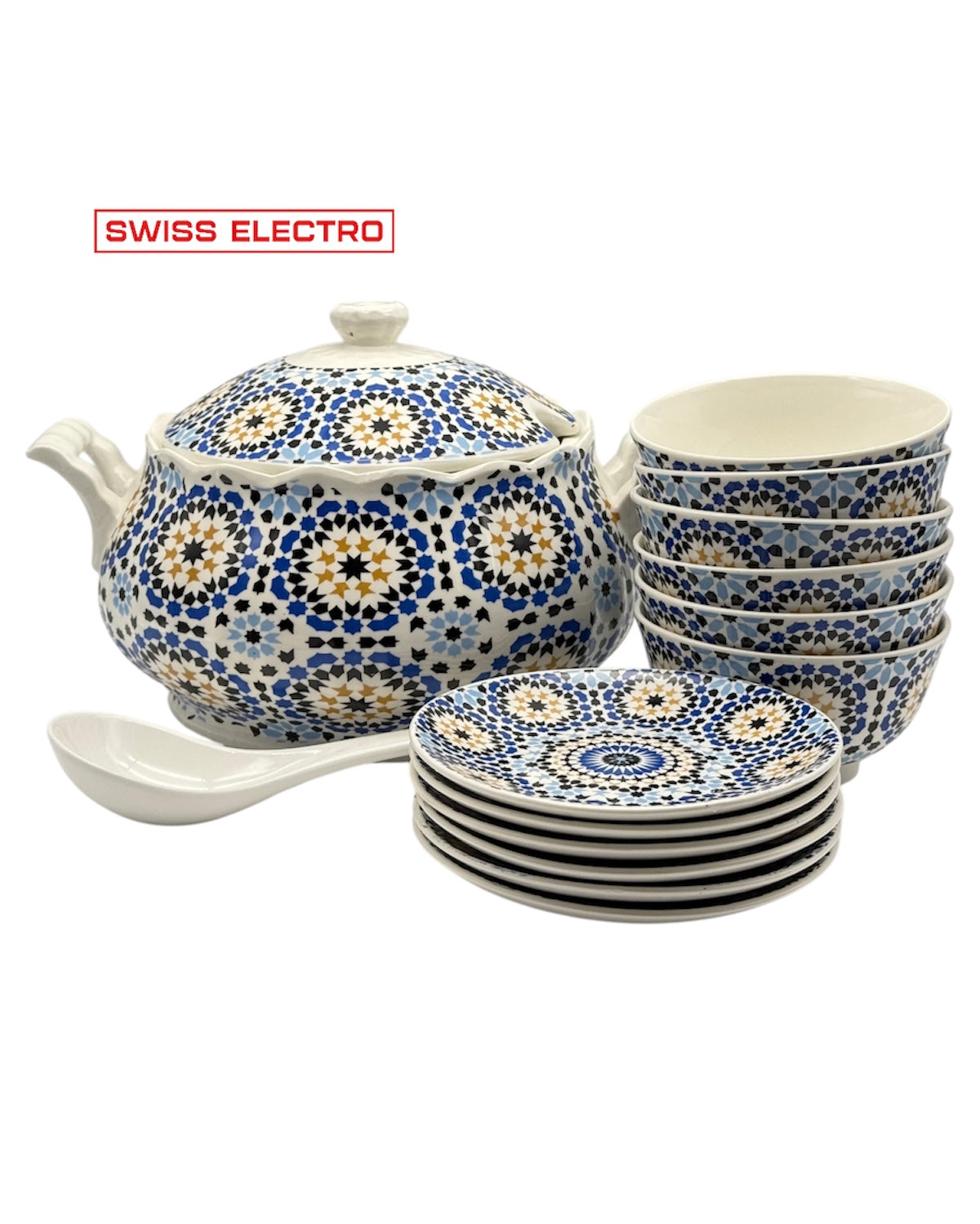 Soupière en porcelaine zelija Mosaïque /blue/ Asilah