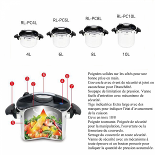 Royalty Line RL-PC10L: 10 liter stainless steel pressure cooker