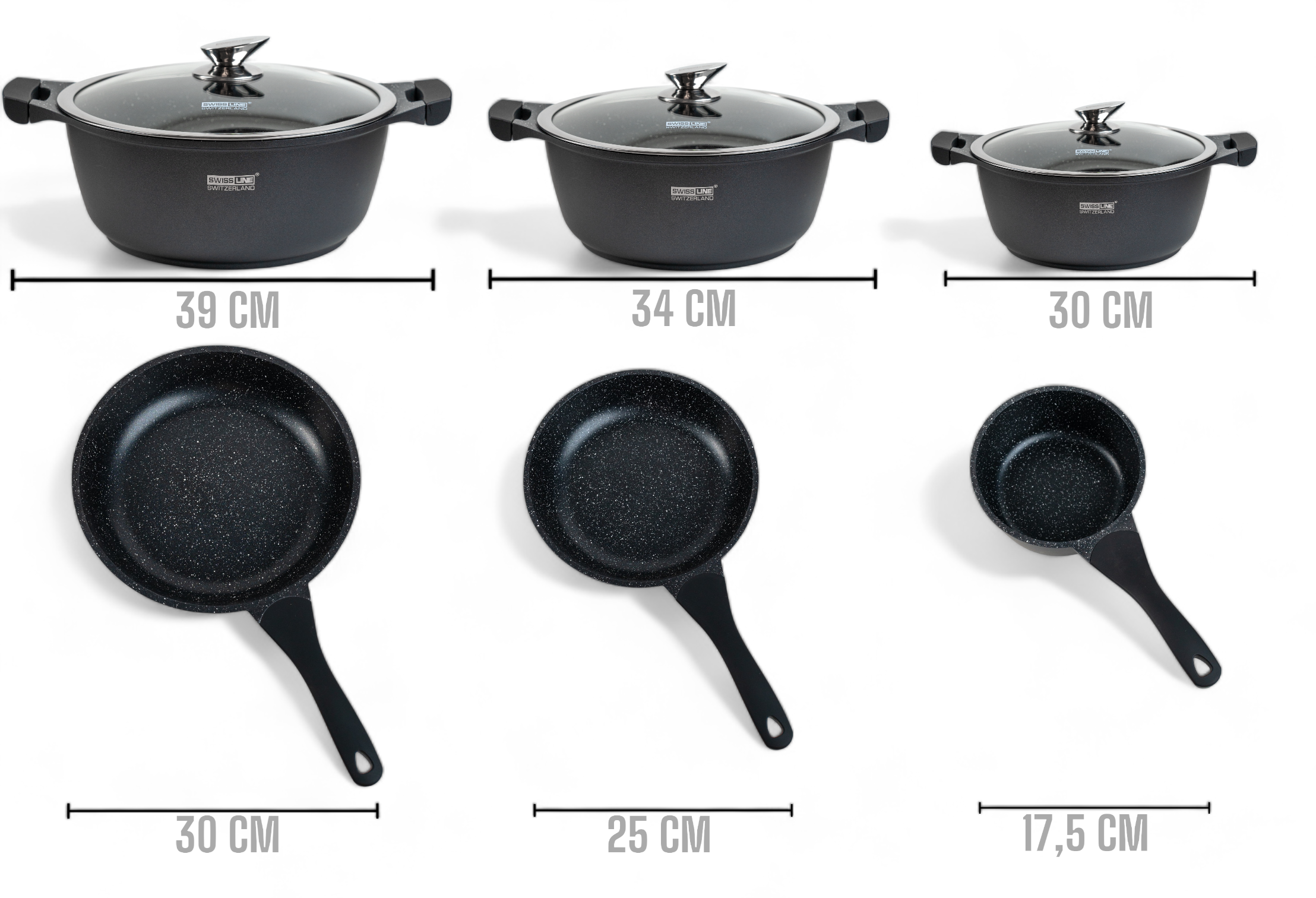 10-Piece Marble/ STONE PANS SW:10-S-MC Gray Cookware Set