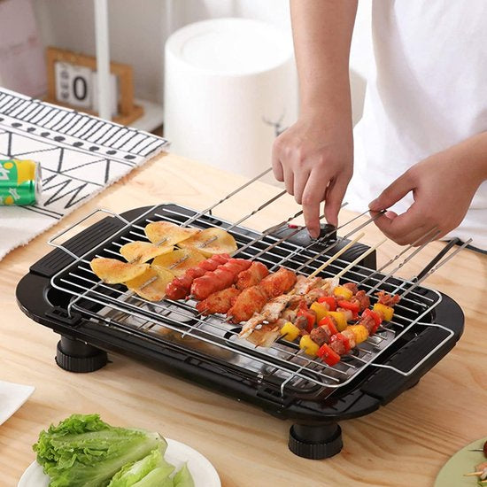 Barbecue électrique - Grill de table - Grill électrique - Surface de grill 40x24 cm - 2000W - Avec support