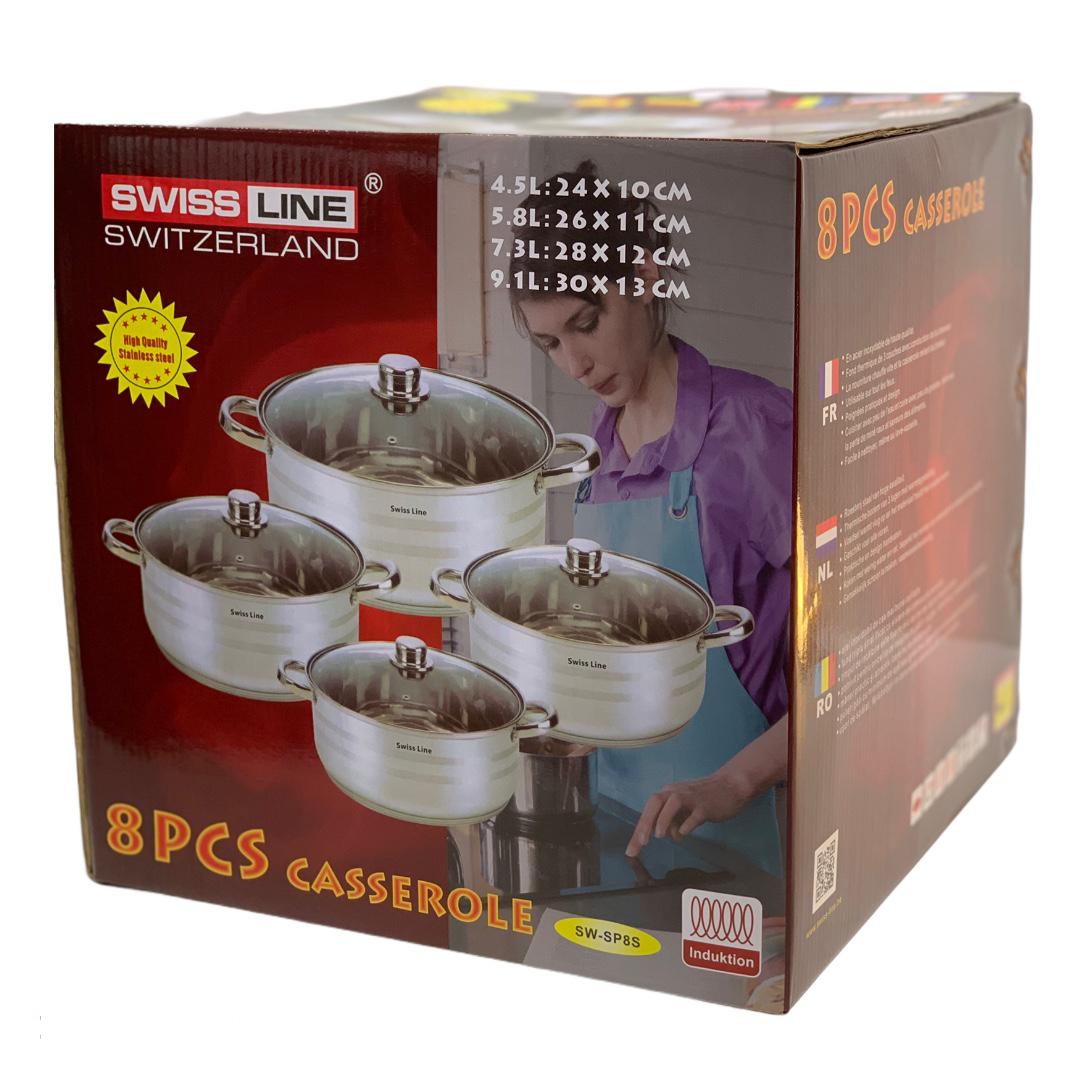 Set of 8-piece stainless steel stockpots